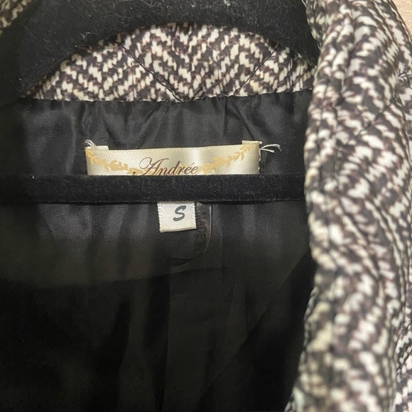 Andree by Unit EUC size S houndstooth preppy puffer vest full zip classic chic - Picture 5 of 5